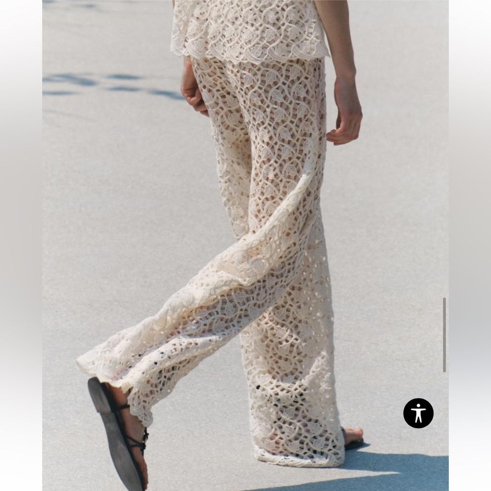 ZARA 2pc Set Crochet Top is a small and Wide-Leg Trousers is a Large NWT - Picture 9 of 16